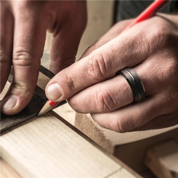 Classic Tungsten Carbide Wedding Band Ring for Men - Available in Black, Silver - Picture 4 of 7